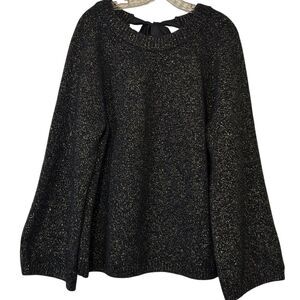 Land's End Blend Bow Back Sweater Black Metallic Gold